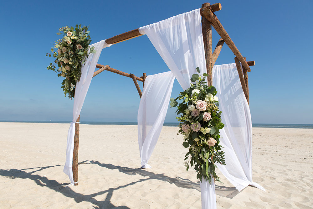 Arbor on Beach for Vow Renewal