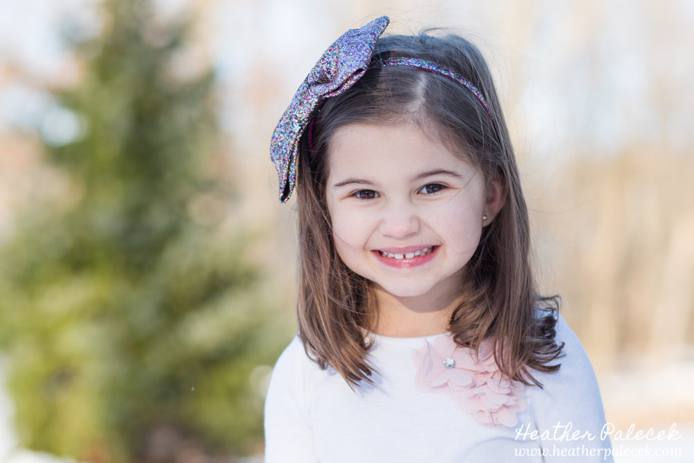 Winter Family Photos with Evergreens