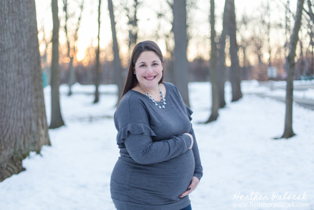 Winter Maternity Photos in Woods
