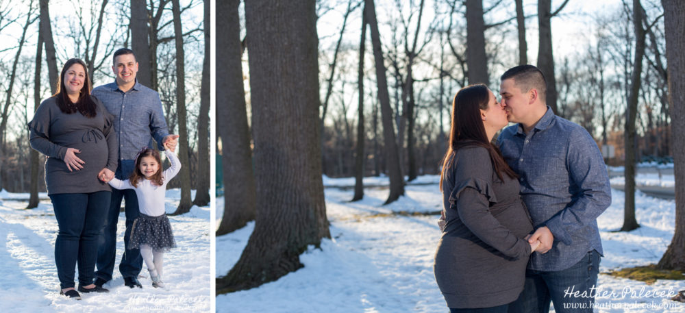 Winter Maternity Photos in Woods