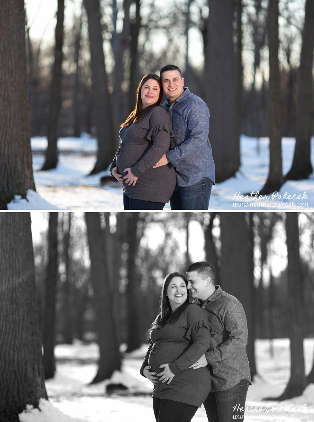 Winter Maternity Photos in Woods