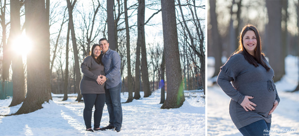 Winter Maternity Photos in Woods