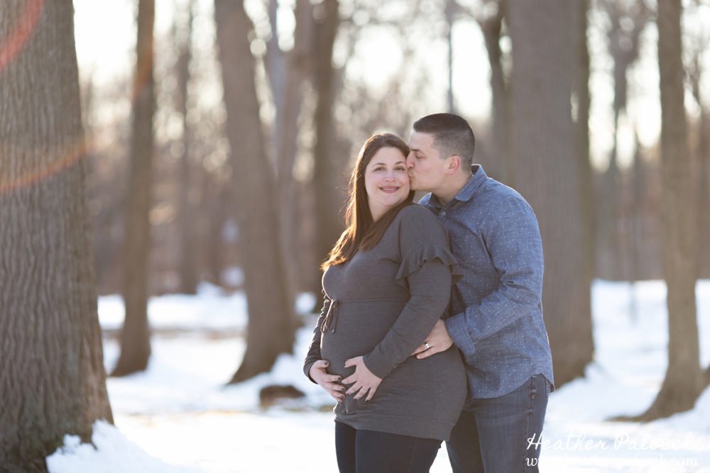 Winter Maternity Photos in Woods