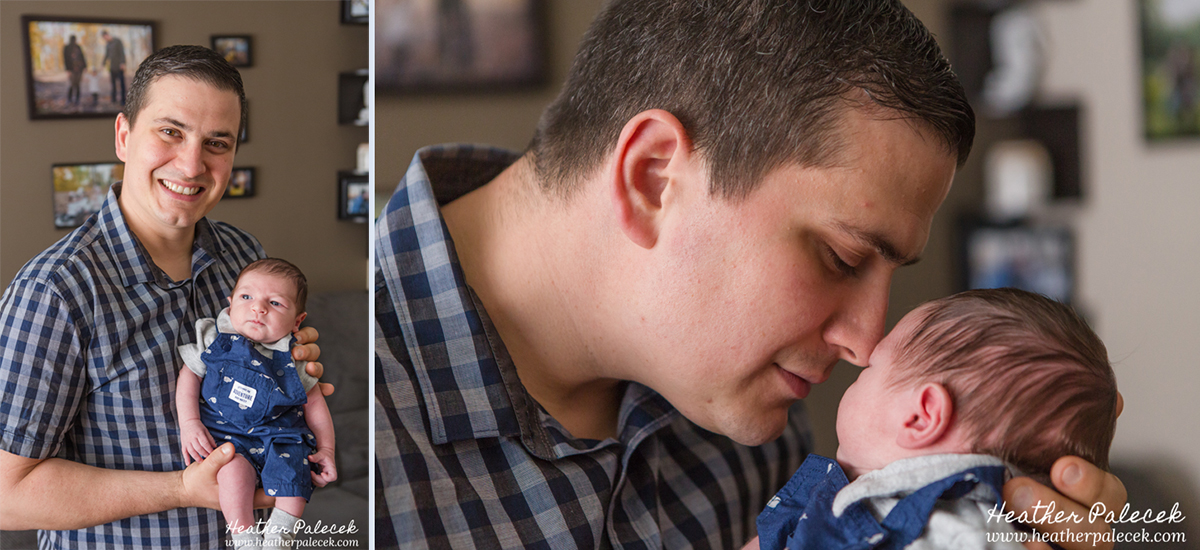 family portrait with newborn in home