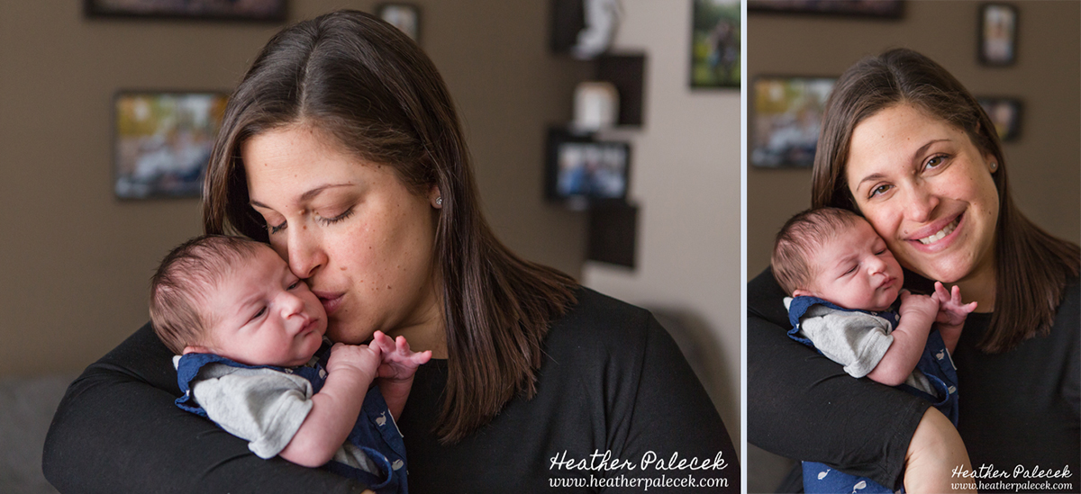family portrait with newborn in home