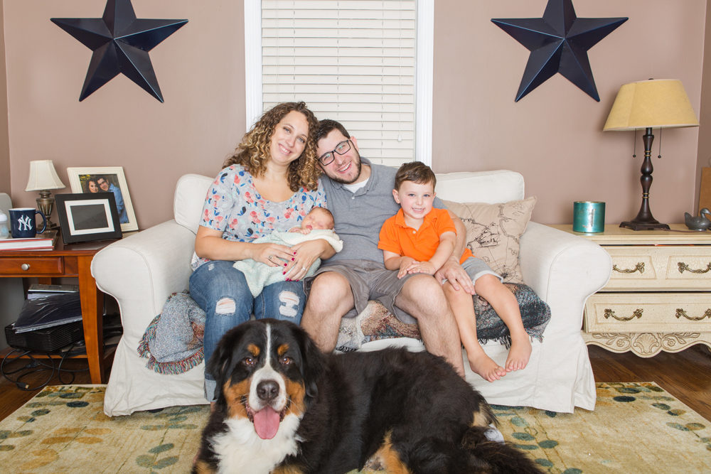 family portrait on couch