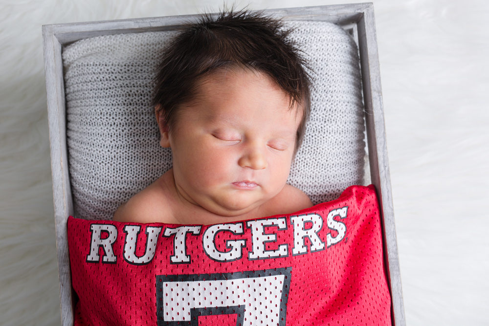 newborn with rutgers jersey