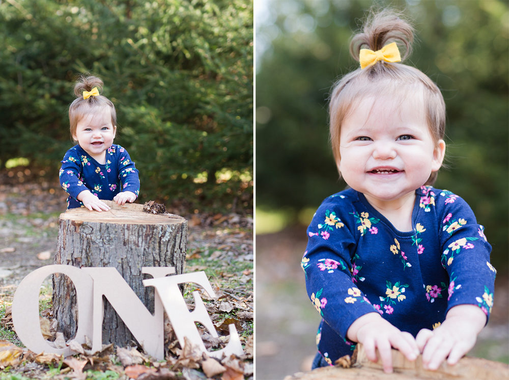 one year old portrait outside