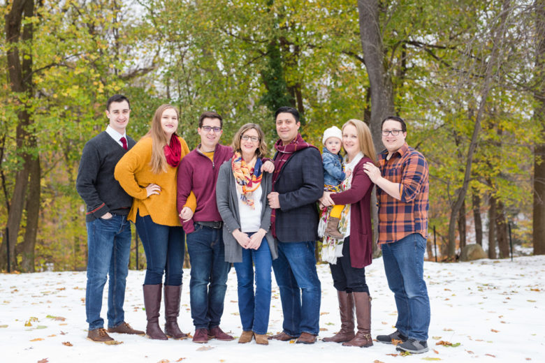extended family session in snow