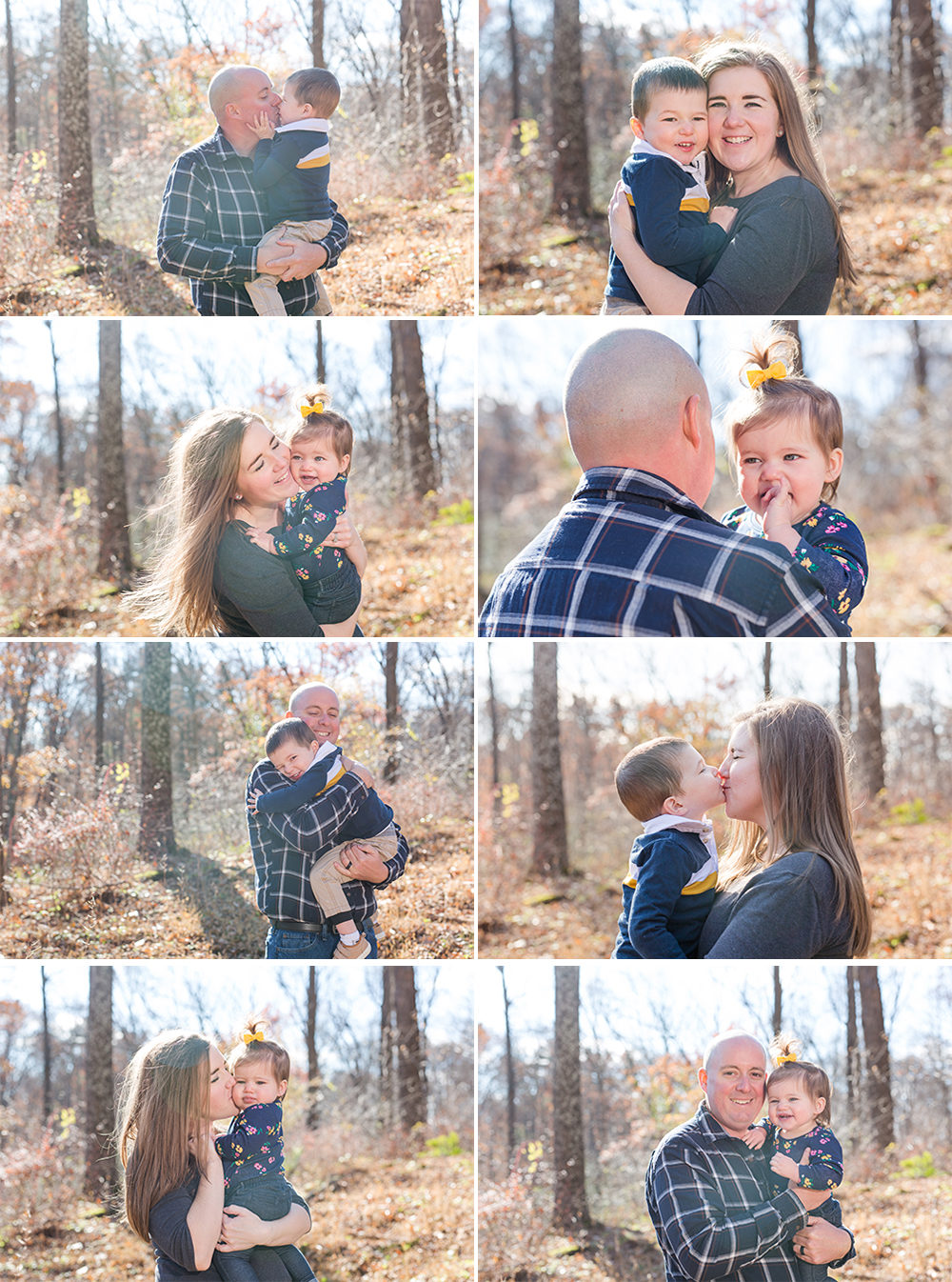 collage of photos of mom and dad with their son and daughter