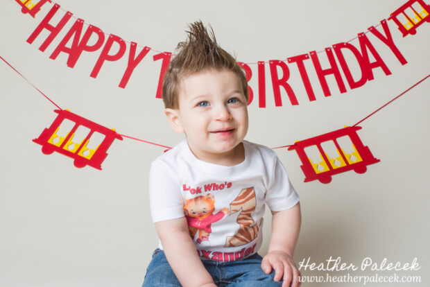 1st birthday portrait with daniel tiger theme