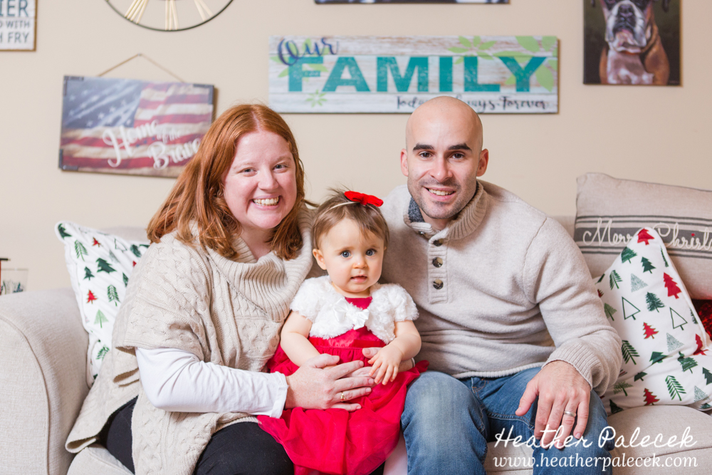Family pose on couch in winter family session