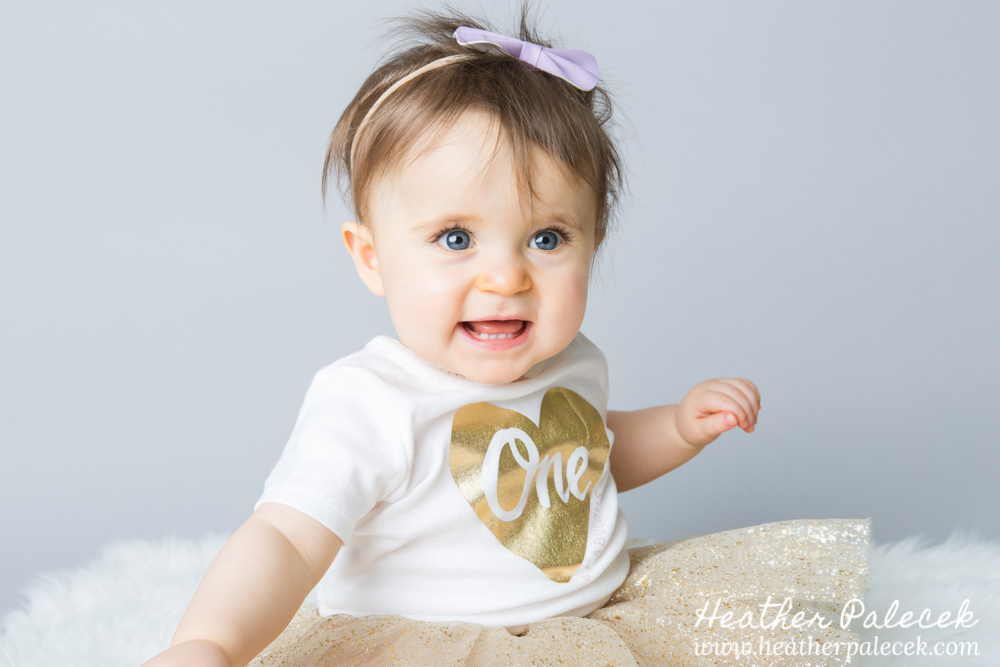 Snowflakes, Gold, and Purple 1st Birthday Portraits