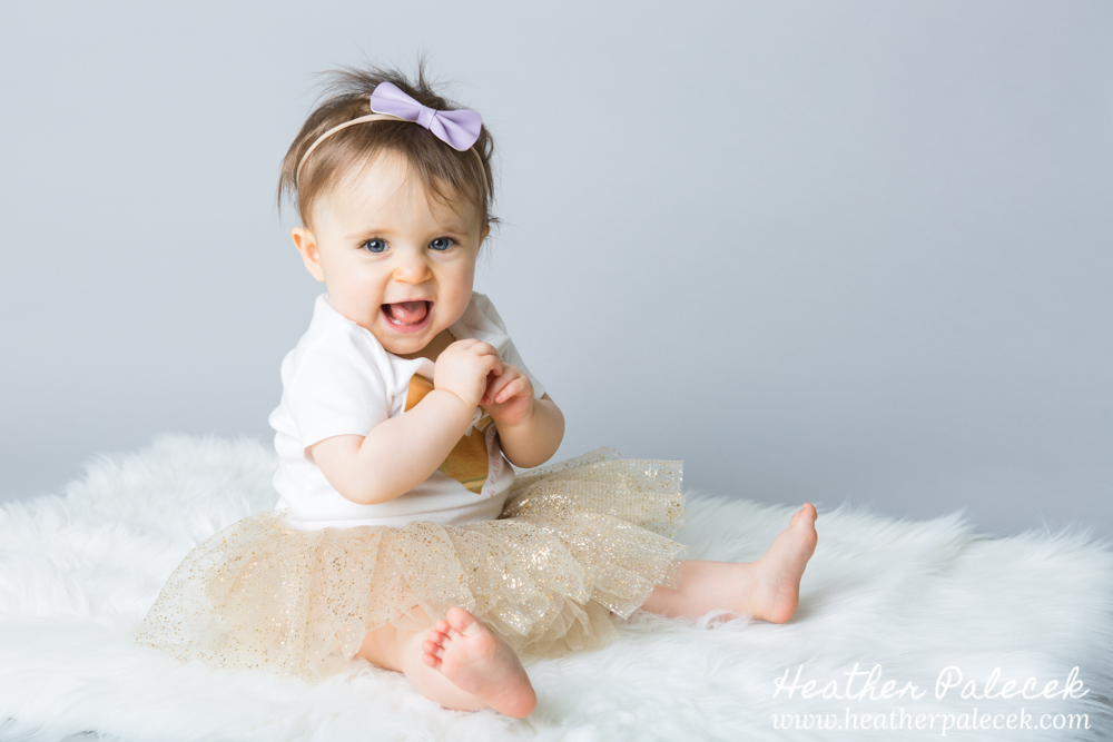 Snowflakes, Gold, and Purple 1st Birthday Portraits