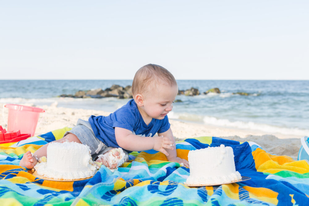 one year old portrait session at the nj beach