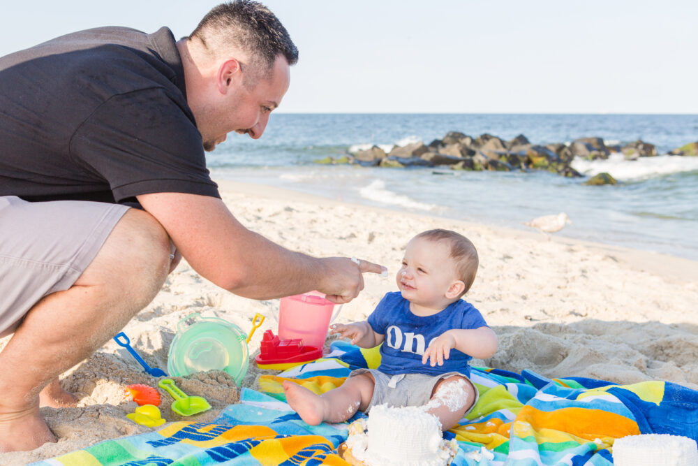 one year old portrait session at the nj beach