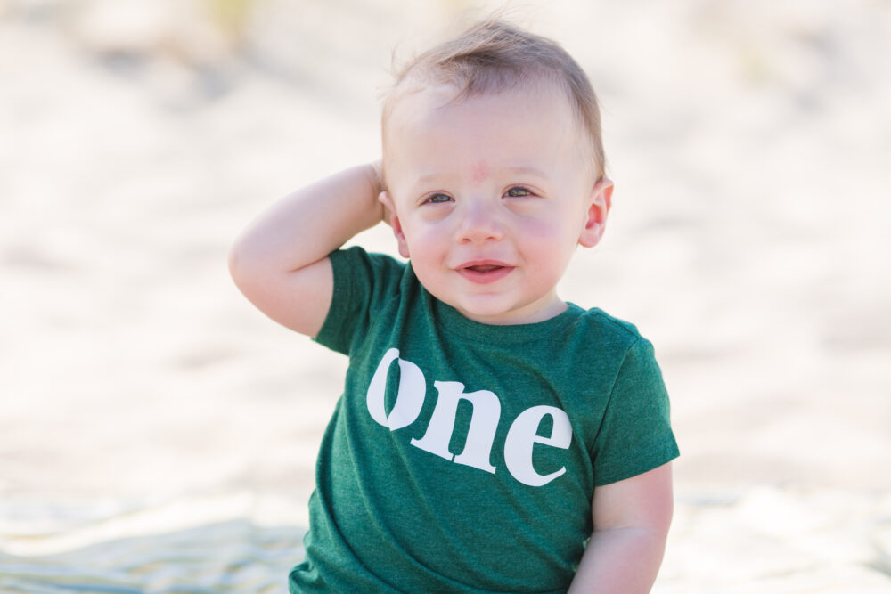 one year old portrait session at the nj beach