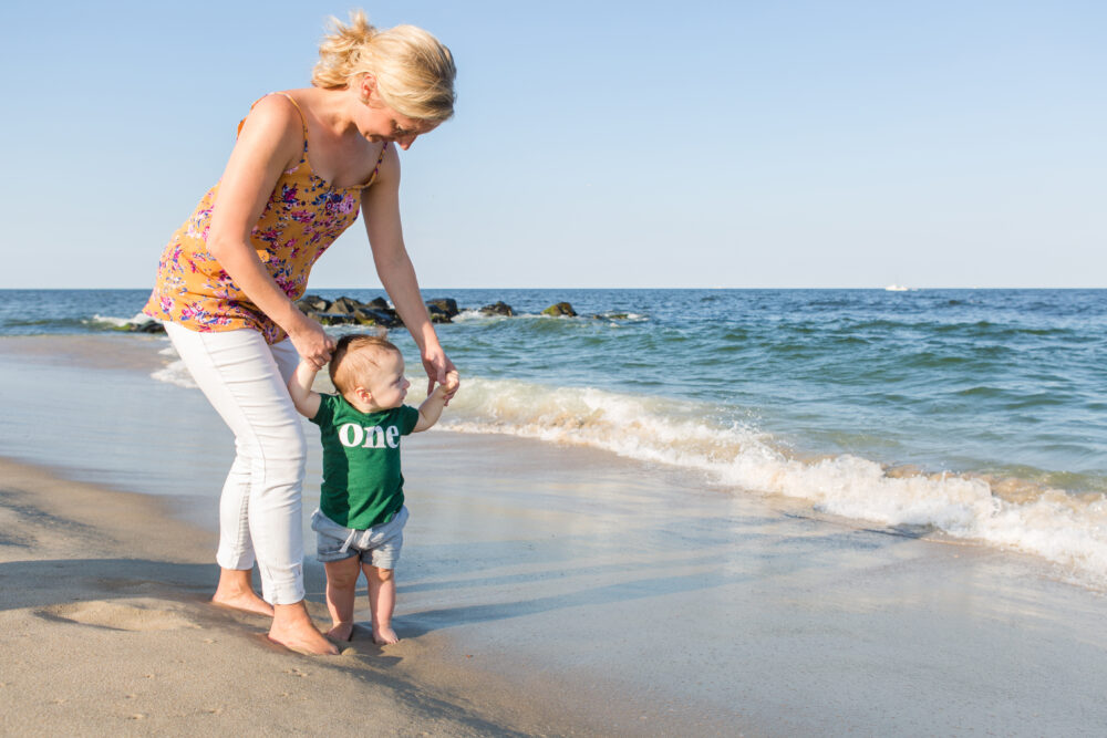 one year old portrait session at the nj beach