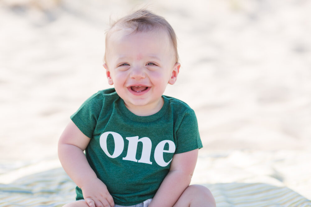 one year old portrait session at the nj beach