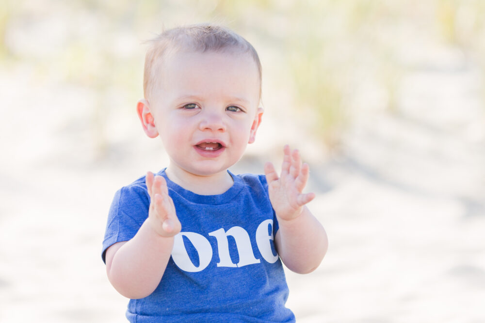 one year old portrait session at the nj beach