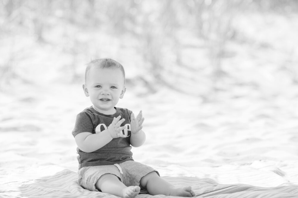 one year old portrait session at the nj beach