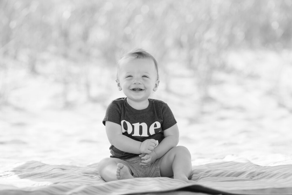 one year old portrait session at the nj beach