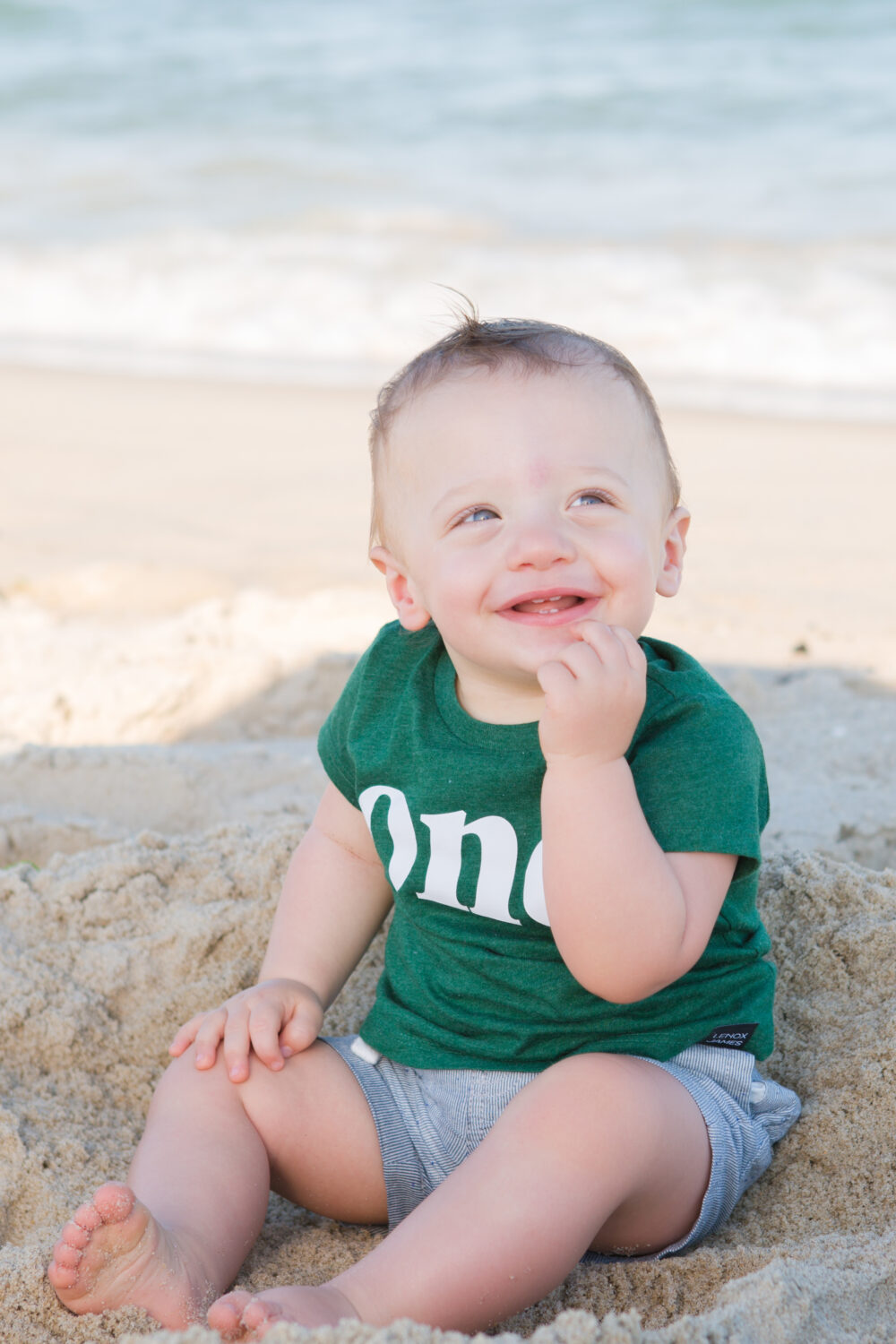 one year old portrait session at the nj beach