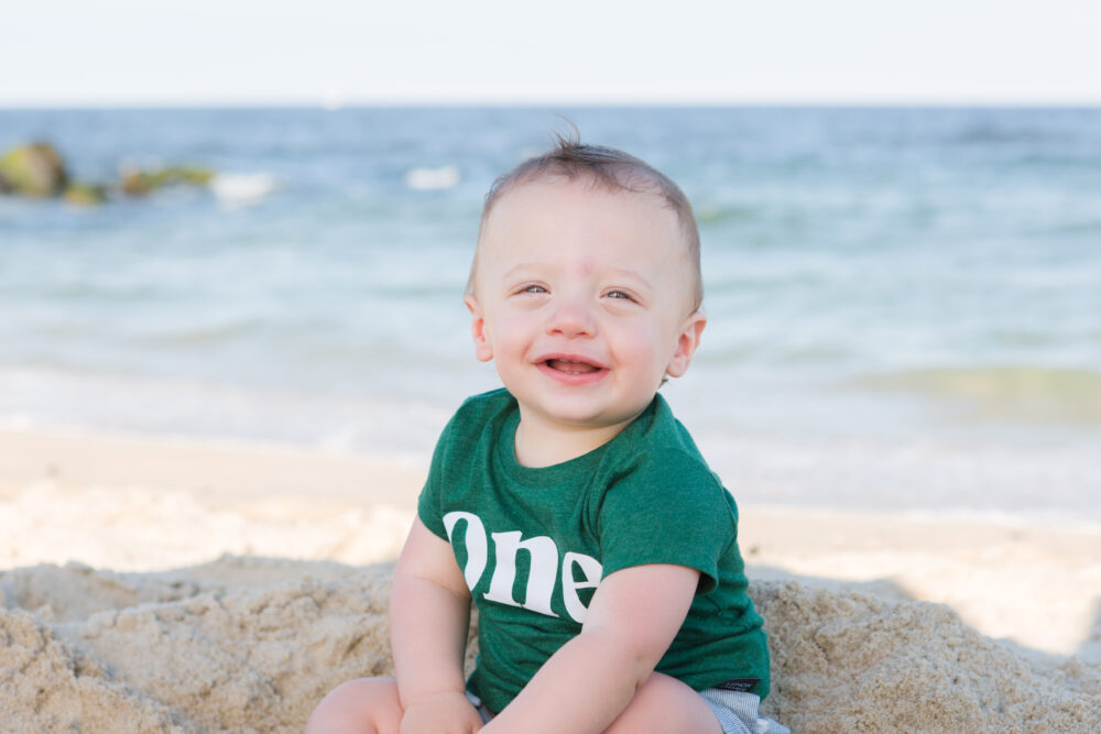 one year old portrait session at the nj beach