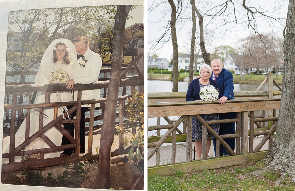 wedding photo recreated for 50th anniversary
