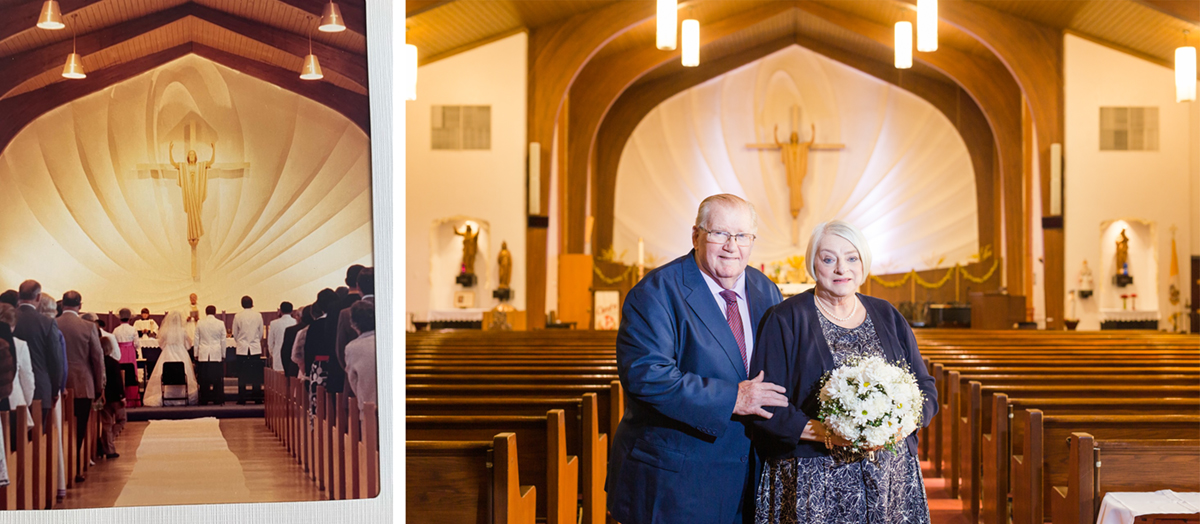 wedding photo recreated for 50th anniversary